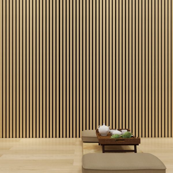 EchoE fehér tölgy akusztikus fali panel (27 mm lécszélesség)